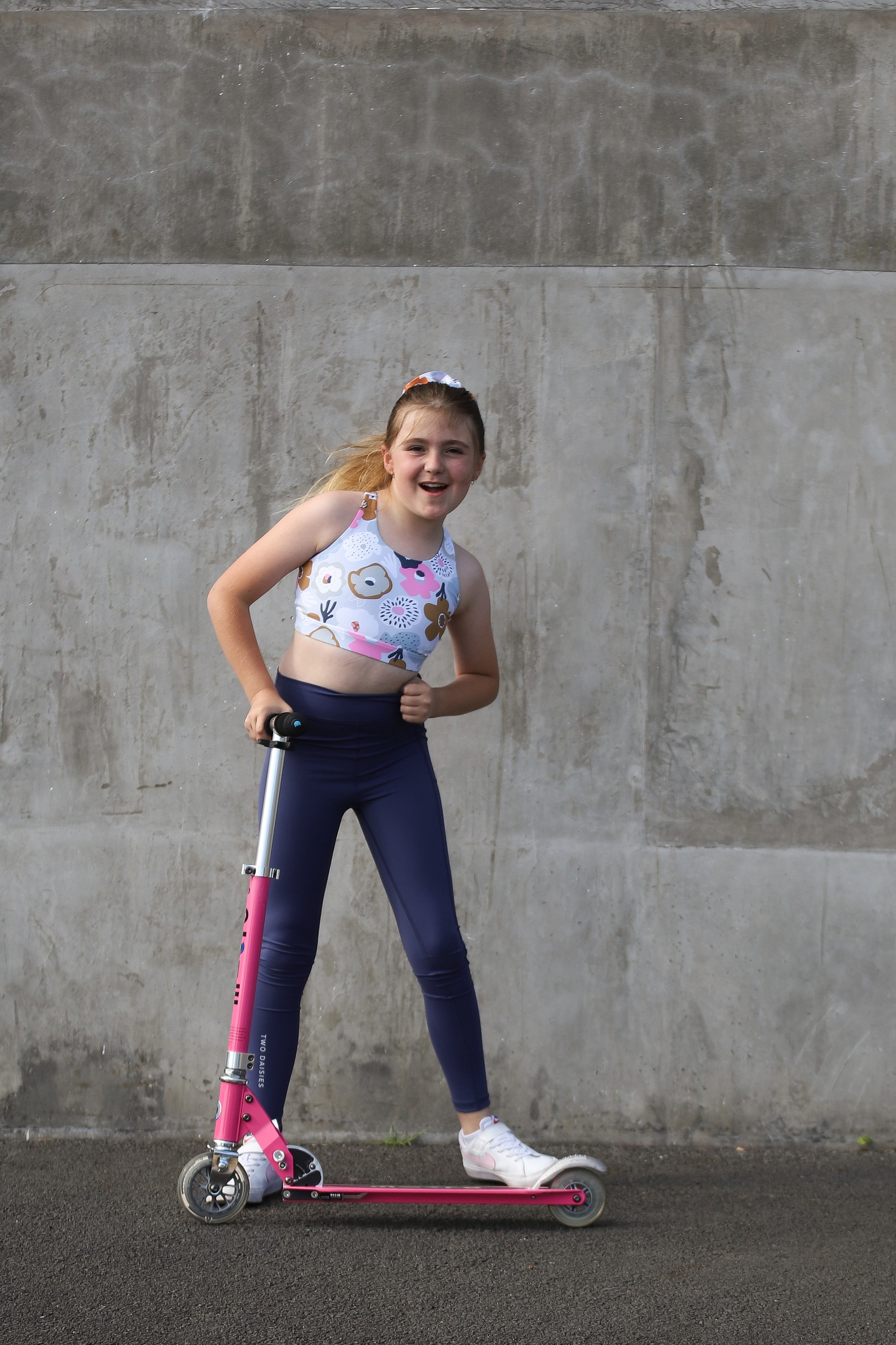 Hot Pink, Kids Bow Back Leggings, Ultra High Waist - Two Daisies